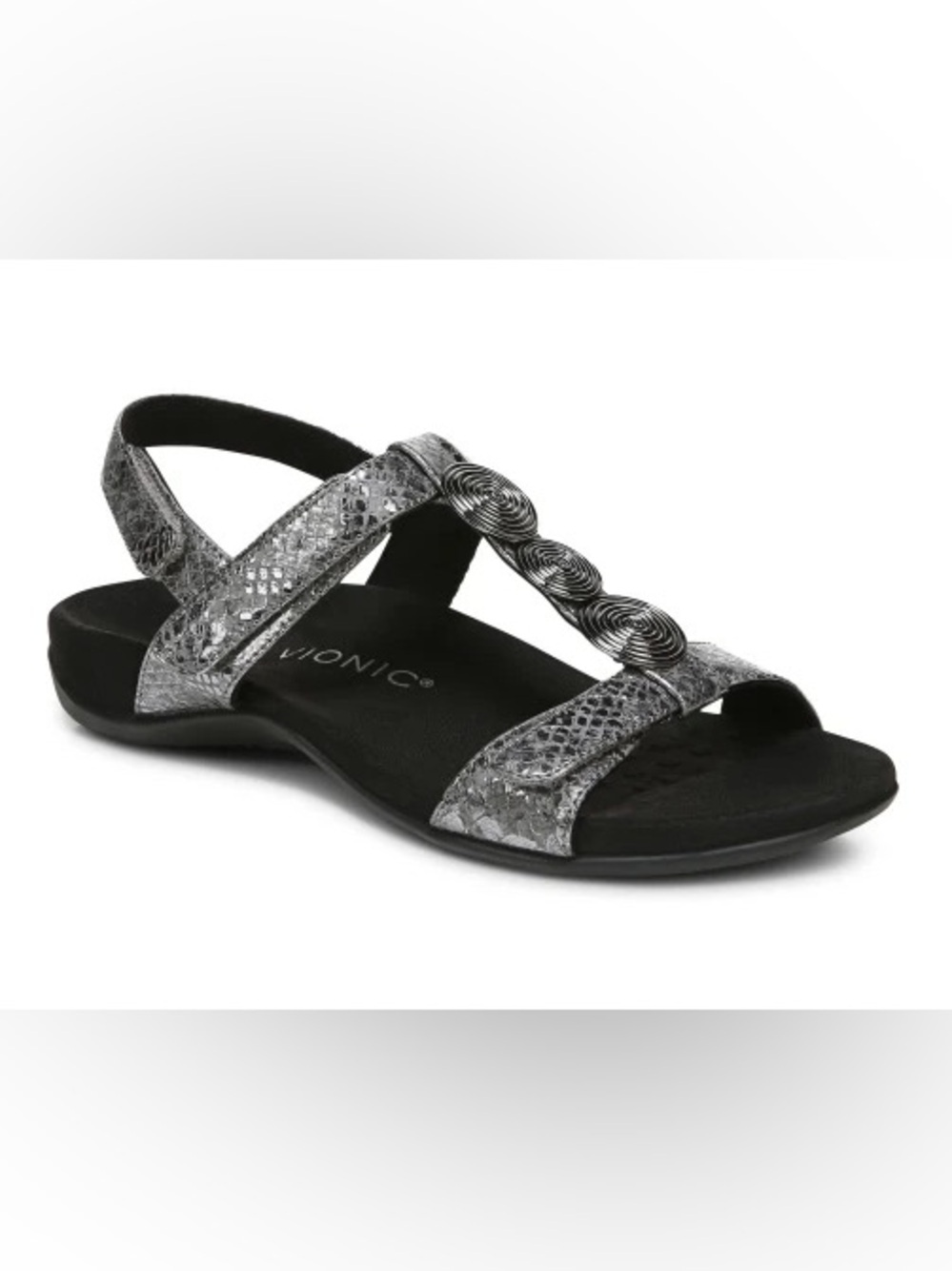 NWOB - Vionic FARRA SNAKE CHARCOAL Sandals- Size 11